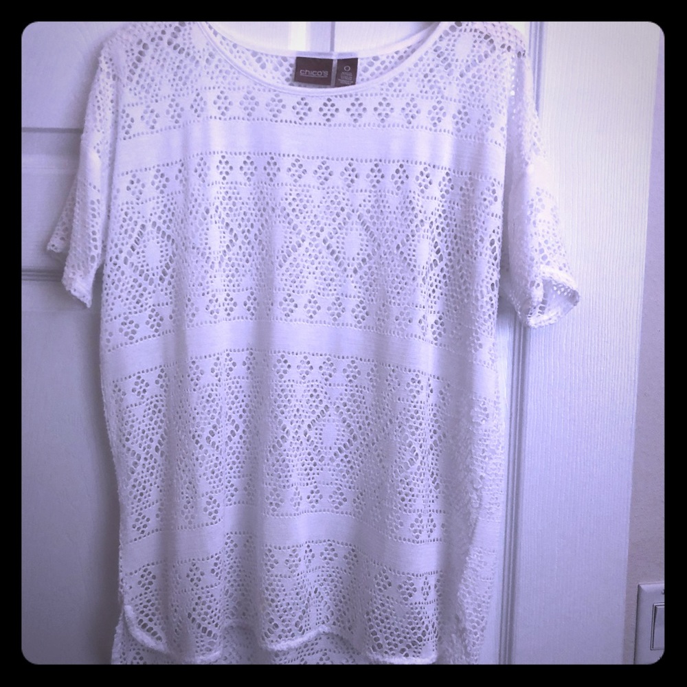 Chicos 0 Tunic White Fish Net